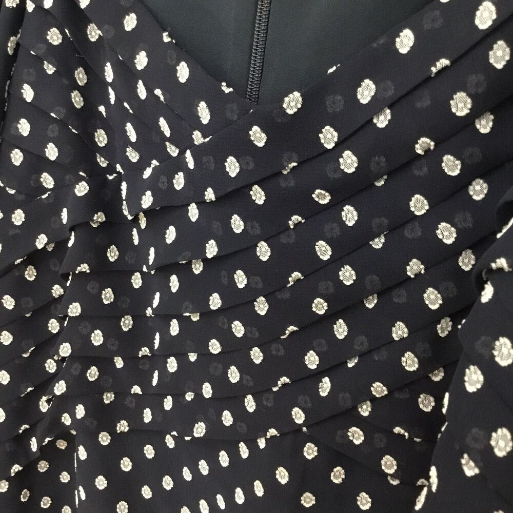 EXPRESS Navy Clip Dot Sweetheart Neckline Balloon Sleeve Blouse Top Sz S - Picture 6 of 11